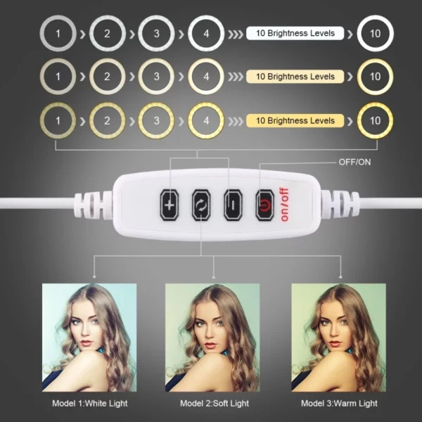 12cm LED Ring Light 3 Modes USB Dimmable Selfie Beauty – Image 5