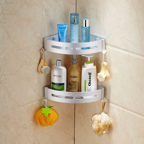 Lot 2 Etageres angle - Organisateur Pour coin de douche – Image 9