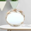 Lot de 3 Plateaux Ronds en Verre Doré avec Fond Miroir – Image 3