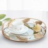 Lot de 3 Plateaux Ronds en Verre Doré avec Fond Miroir – Image 2