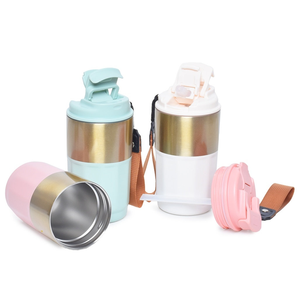 Mug thermos 450 ml en acier inoxydable avec paille – Image 6