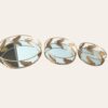 Lot de 3 Plateaux Ronds en Verre Doré avec Fond Miroir