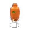 Bouteille d'huile en Verre de 5L avec Robinet et Support en Métal en Orange