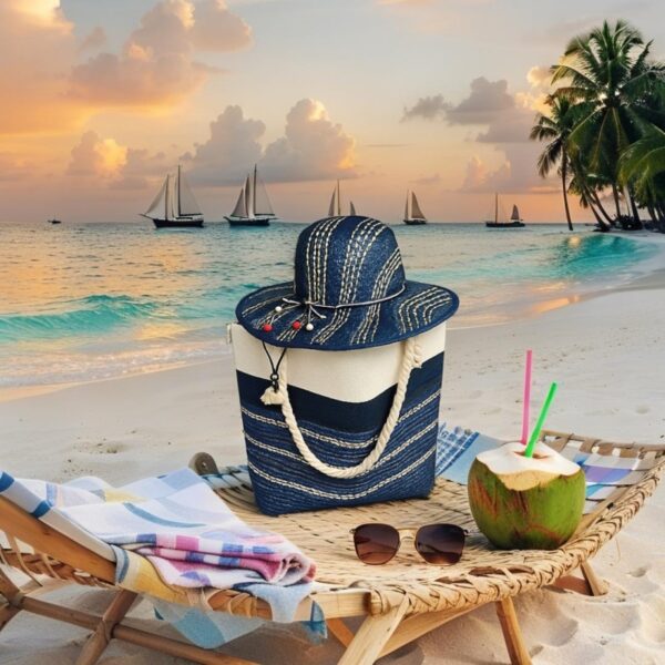 Sac de Plage avec Chapeau Motif 3 – Image 5