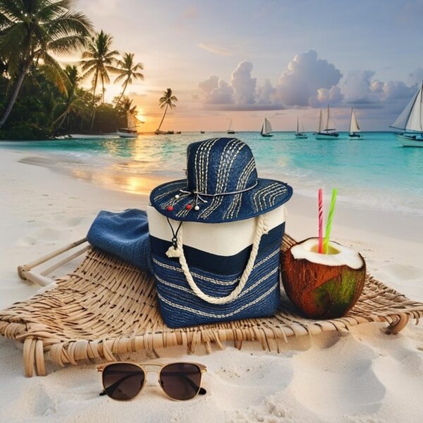 Sac de Plage avec Chapeau Motif 3 – Image 6