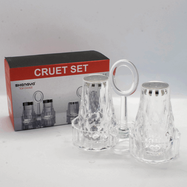 Duo Salière & Poivrière Cristal avec Support – Image 3