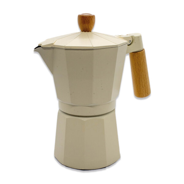 Cafetière Italienne Moka Bois Crème 6 Tasses