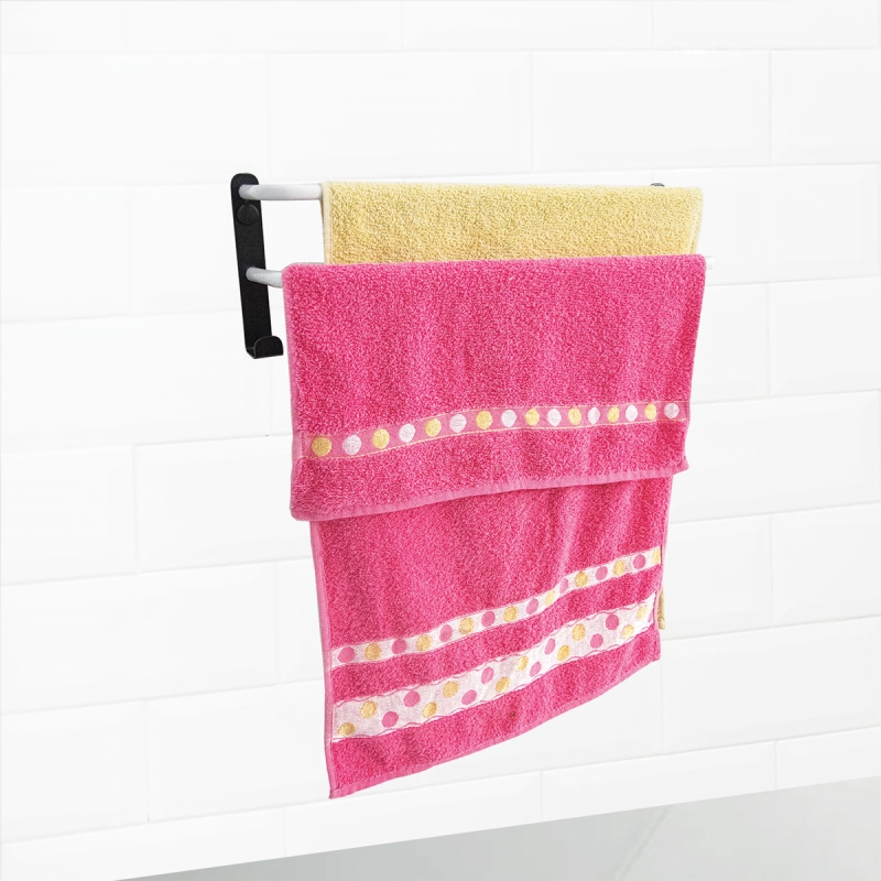 Porte-Serviettes à Deux Barres avec Deux Crochets (PS22c) – Image 2