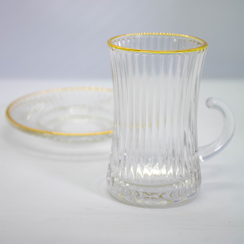 Coffret 12 Pièces de Thé – 6 Tasses & 6 Sous-Tasses – Motif Doré – Image 6