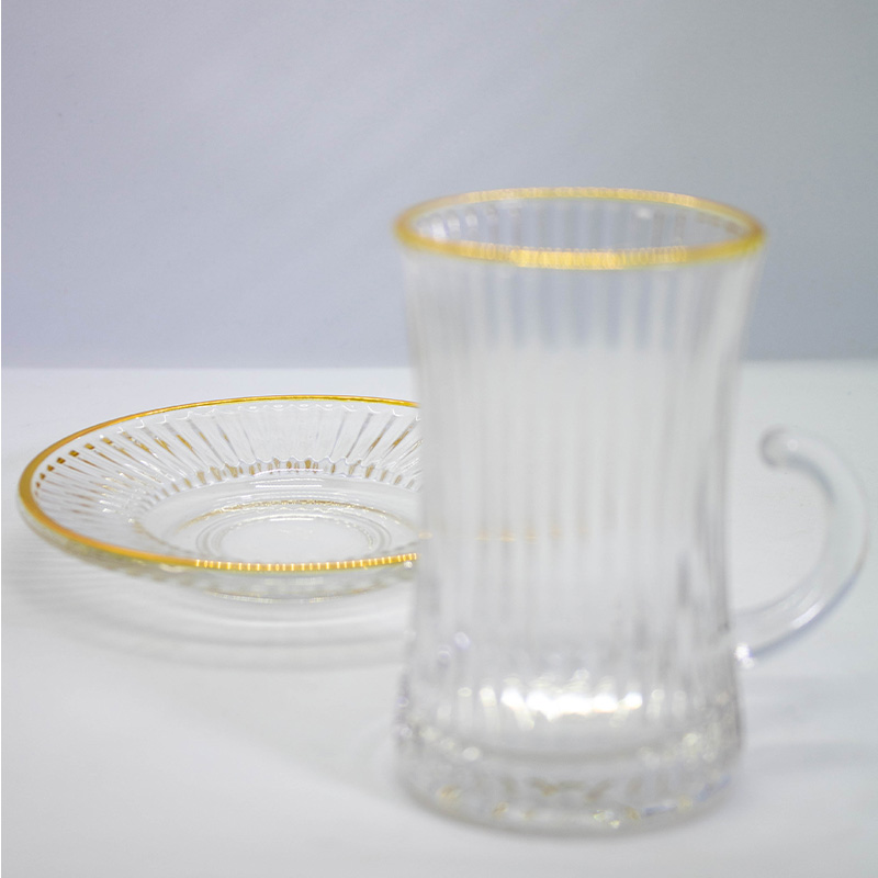 Coffret 12 Pièces de Thé – 6 Tasses & 6 Sous-Tasses – Motif Doré – Image 7