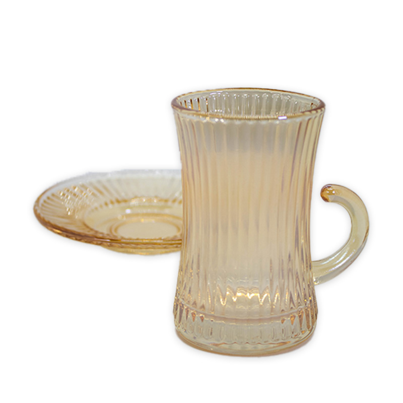 Coffret 12 Pièces de Thé – 6 Tasses & 6 Sous-Tasses – Motif Ambre – Image 5