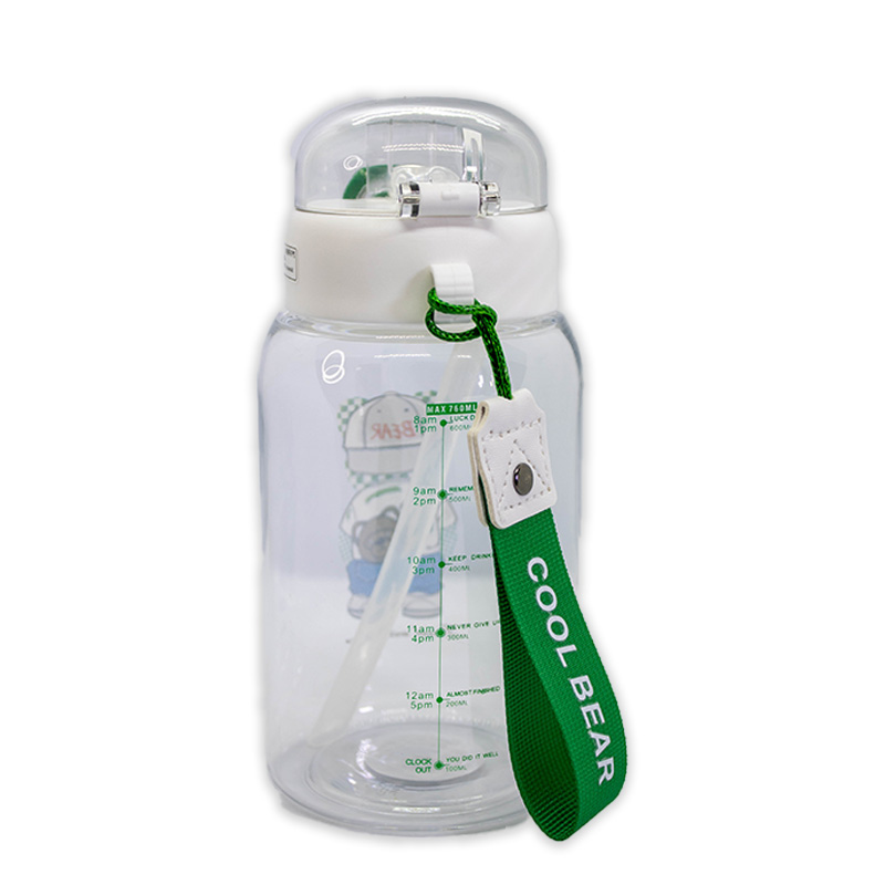 Bouteille à Paille 760 ml pour Enfant Blanc & Vert – Image 4