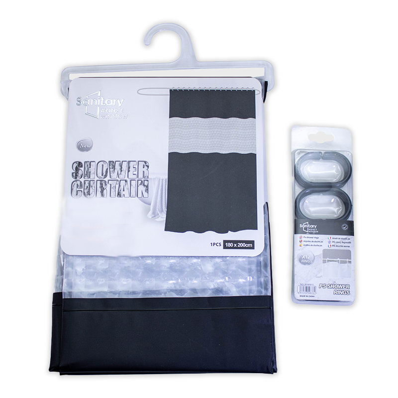 Rideau de Douche 180 cm × 200 cm avec 12 Anneaux Motif 1