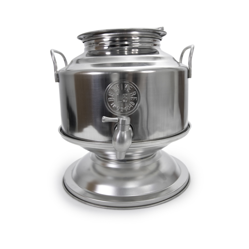 Citerne d’Huile Belvivere en Inox 18/10 de 5 Litres avec Support